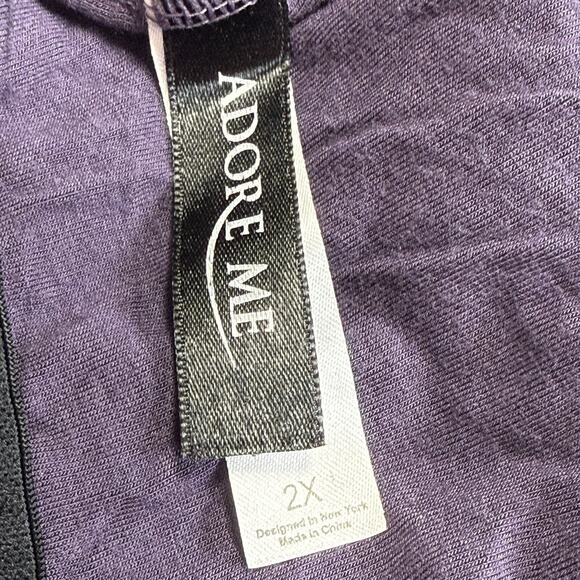 Adore Me Halter Babydoll Top Sleep Top 2X Purple Black Lace Dark Moody Romantic - Picture 8 of 10